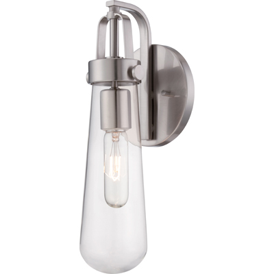 Nuvo Lighting 60/5261  Beaker - 1 Light Wall Sconce with Clear Glass in Brushed Nickel Finish